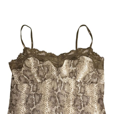 【USED】00s Snake Print Mesh & Lace Lingerie Camisole
