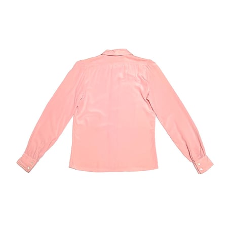 【USED】70's-80's SAINT LAURENT rive gauche Silk Puff Sleeve Blouse Pink