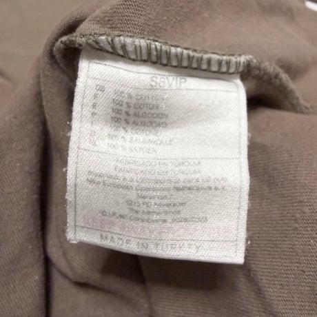 【USED】90's EURO NIKE Embroidered Swoosh Logo T-shirt Brown Beige