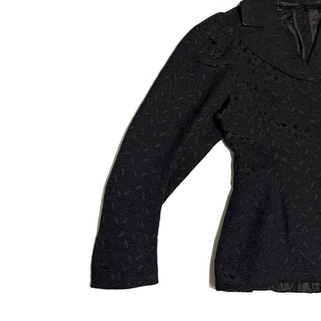 【USED】c.1900 French Vintage Black Jacquard Peplum Jacket
