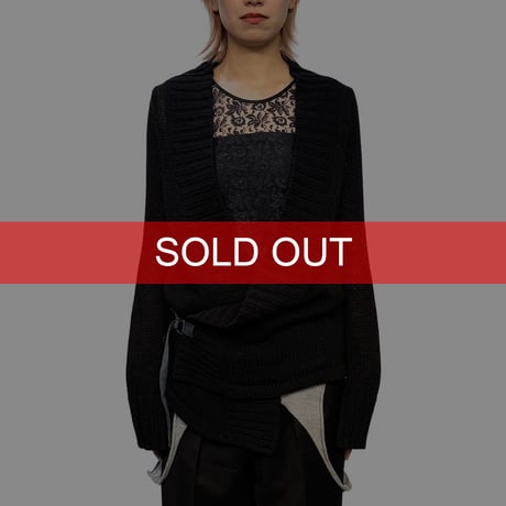 【USED】00's A.F. Vandevorst Cross-Wrap Knit Cardigan Black
