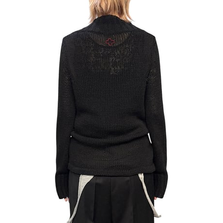 【USED】00's A.F. Vandevorst Cross-Wrap Knit Cardigan Black