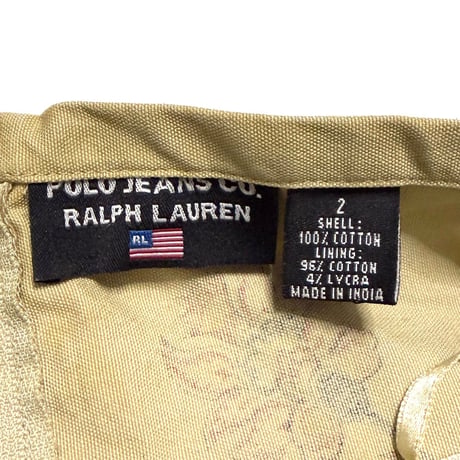 【USED】00's POLO JEANS CO. RALPH LAUREN Indian Cotton Printed Fringe Bustier Top
