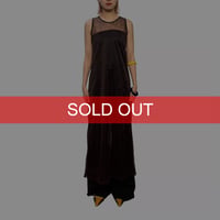 【USED】90's DKNY Sheer Mesh Sleeveless Long Dress Brown