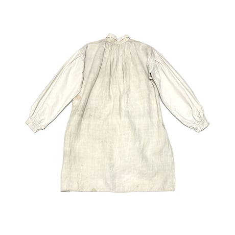 【USED】1920's French Antique Linen Pleated Smock Shirt