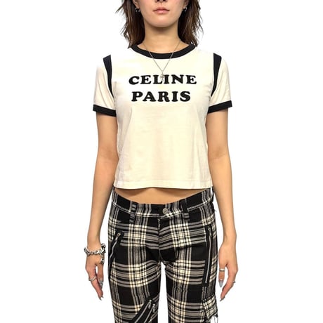 【USED】CELINE by Hedi Slimane 2020-2021 “CELINE PARIS” College Ringer T-shirt