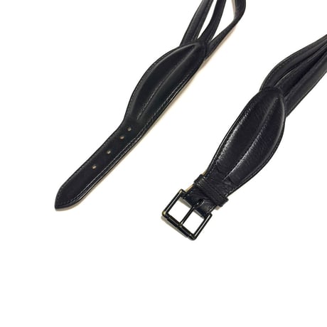 【USED】80's ALAÏA Triple Strap Leather Wide Belt Black