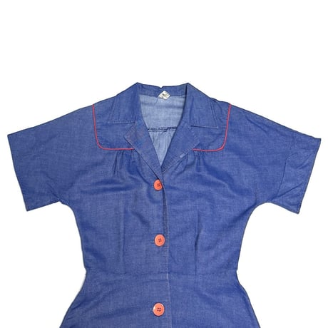 【USED】70's–80's Chambray Sailor Dress