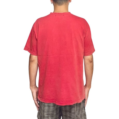 【USED】90's Bootleg Famous Italian Brand Logo T-shirt Fade Red