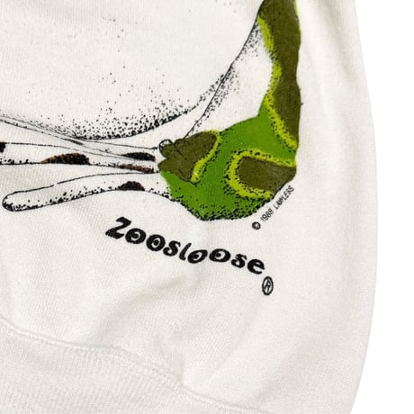 【USED】80's Zoosloose Giant Frog Double-Sided Print Sweatshirt White