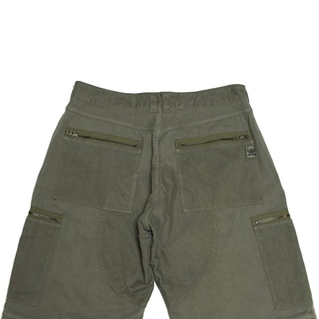 【USED】00's STUSSY Mixed Fabric Ripstop Flight Cargo Pants Olive