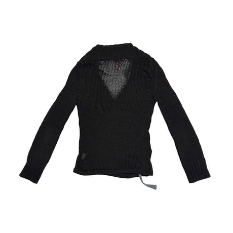 【USED】00's A.F. Vandevorst Cross-Wrap Knit Cardigan Black