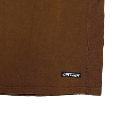 【USED】90's STUSSY TOKYO PREMIUM Heavy Cotton Faded 3/4 Sleeve T-shirt Brown