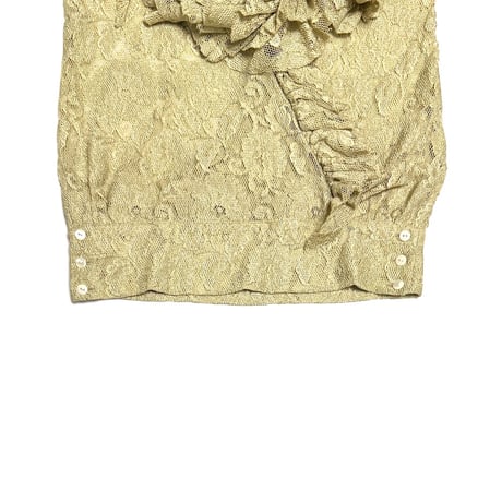 【USED】90's-00's DRIES VAN NOTEN All-Over Lace Asymmetric Ruffle Sleeveless Top