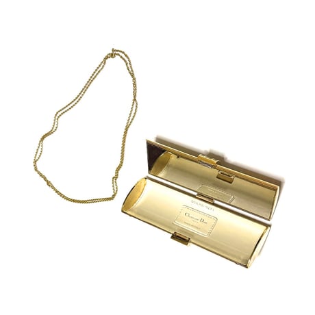 【USED】00's Christian Dior “30 Montaigne” Gold Minaudière Chain Clutch Bag