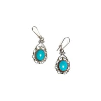 【BOOMBABA BOUTIQUE】(No.28) Sterling w/ Turquoise Swing Earrings 925 sterling silver; turquoise