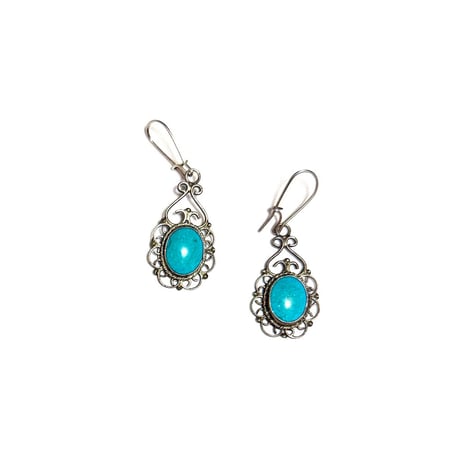 【BOOMBABA BOUTIQUE】(No.28) Sterling w/ Turquoise Swing Earrings 925 sterling silver; turquoise