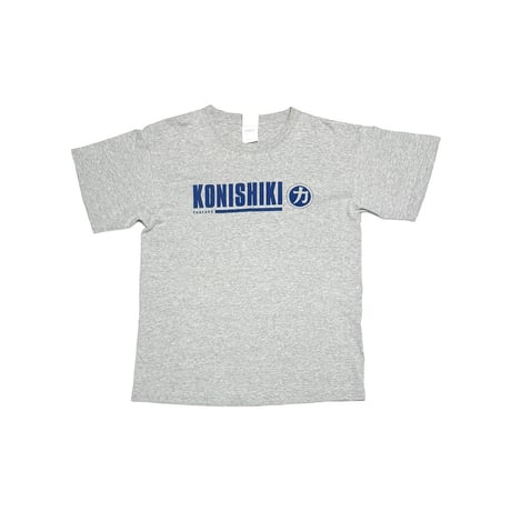【USED】90's KONISHIKI "Power" Logo Print T-Shirt 1999 Gray