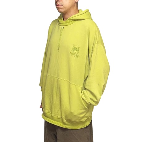【USED】90's NIKE "BEAVERTON OREGON" Attached Hood Sweat Hoodie Lime Green