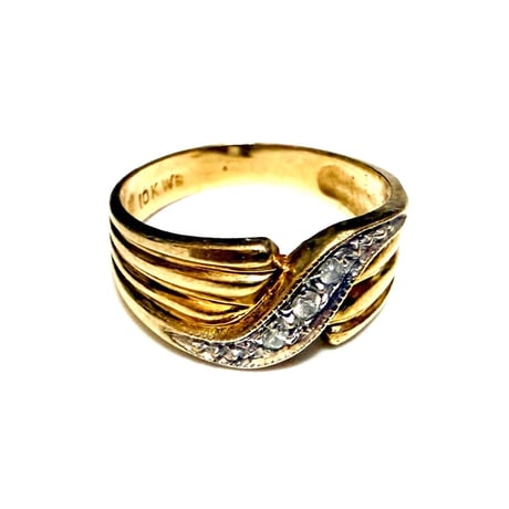 【BOOMBABA BOUTIQUE】(No.34) Vintage 10K w/ Natural Diamonds Ring 10K solid gold; natural diamonds