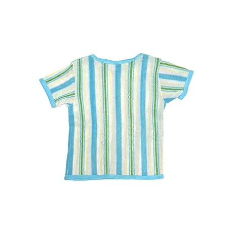【USED】80's TRICOTEX Multi Striped Mesh T-shirt Made in Hungary