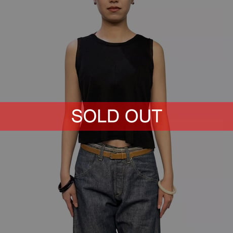 【USED】00's JIL SANDER Sheer Viscose Knit Tank Top Black