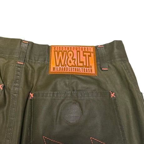 【USED】90's W.&L.T. Coated Cotton 3D Pocket Pants Olive Green