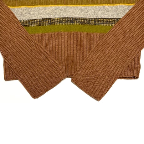 【USED】90's DRIES VAN NOTEN Multi Panel V-Neck Wool Knit