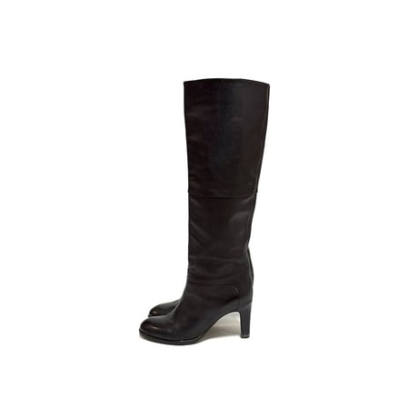 【USED】90's Veronique Branquinho Leather High Heel Long Boots Black