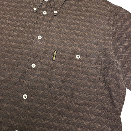 【USED】90's ARMANI JEANS Jacquard Woven All-Over Icon Pattern Button-Down Shirt