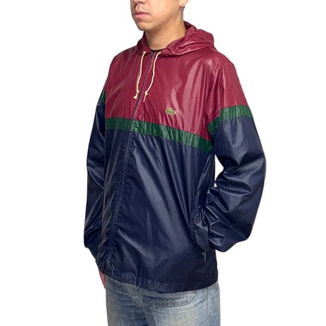 【USED】70's-80's IZOD LACOSTE Color Block Nylon Hooded Jacket