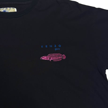 【USED】90's KENZO Jeans Snakehead Fish Print T-shirt Black