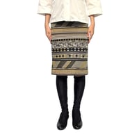 【USED】80's-90's KENZO JUNGLE Mixed Knit Jacquard Pencil Skirt Made in France