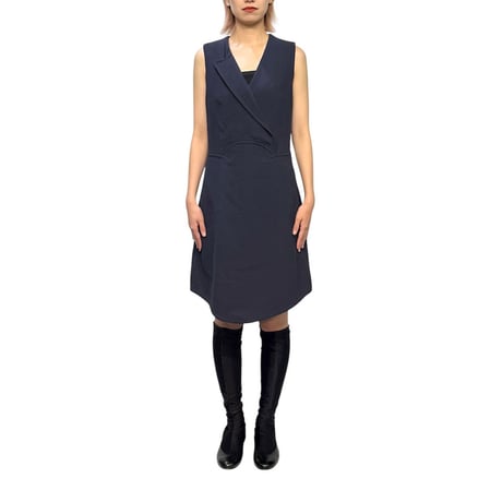 【USED】CARVEN by Guillaume Henry 2012AW Tailored Lapel Sleeveless Blazer Dress Navy