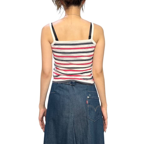 【USED】80's LACOSTE Striped Camisole Made in France