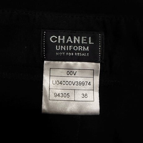 【USED】00's CHANEL UNIFORM Wide Flared Trousers Black