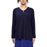 【USED】90's-00's UN DEUX TROIS V-Neck Ribbed Knit Sweater Navy
