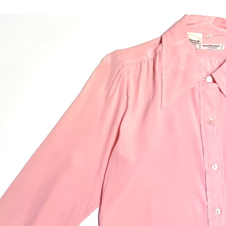 【USED】70's-80's SAINT LAURENT rive gauche Silk Puff Sleeve Blouse Pink