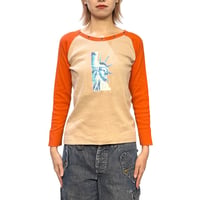 【USED】00's Levi’s RED TAB Rhinestone Statue of Liberty Raglan Long Sleeve T-shirt