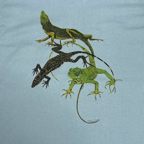 【USED】90's Lizard Graphic T-shirt Slate Blue