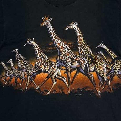 【USED】90's-00's Bronx Zoo Giraffe Parade Animal Print T-shirt