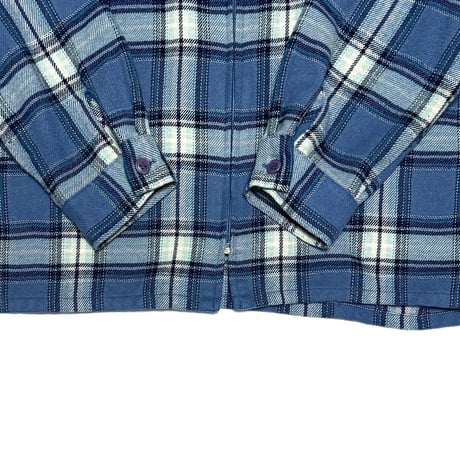【USED】90's CLASSICS BY JANTZEN Blue Plaid Zip-Up Flannel Shirt