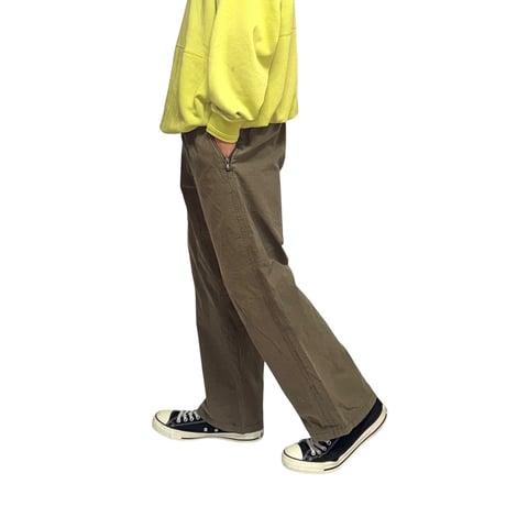 【USED】90's-00's STUSSY Zip Pocket Check Easy Pants Olive Brown