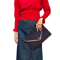 【DEAD STOCK】80's LANVIN PARIS Monogram Chain Shoulder Bag Navy
