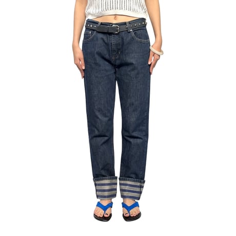 【USED】00's Jean Paul GAULTIER × LA REDOUTE Striped Selvedge Turn-Up Denim Pants