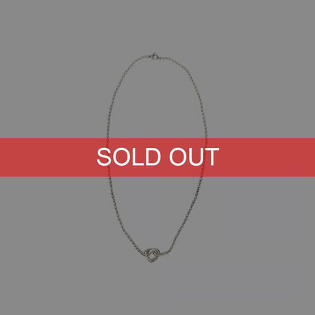 【USED】Vintage 925 Sterling Silver Heart Knot Ball Chain Necklace