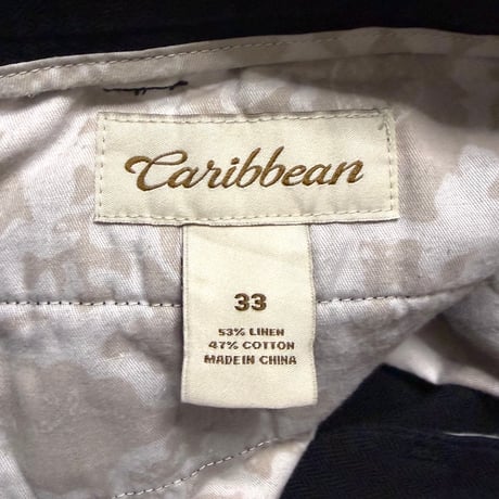 【USED】00's Caribbean Cotton Linen Two-Tuck Shorts Black