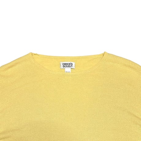 【USED】90's CHICO’S DESIGN Linen Blend Boat Neck Knit Sweater Lemon Yellow