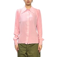 【USED】70's-80's SAINT LAURENT rive gauche Silk Puff Sleeve Blouse Pink