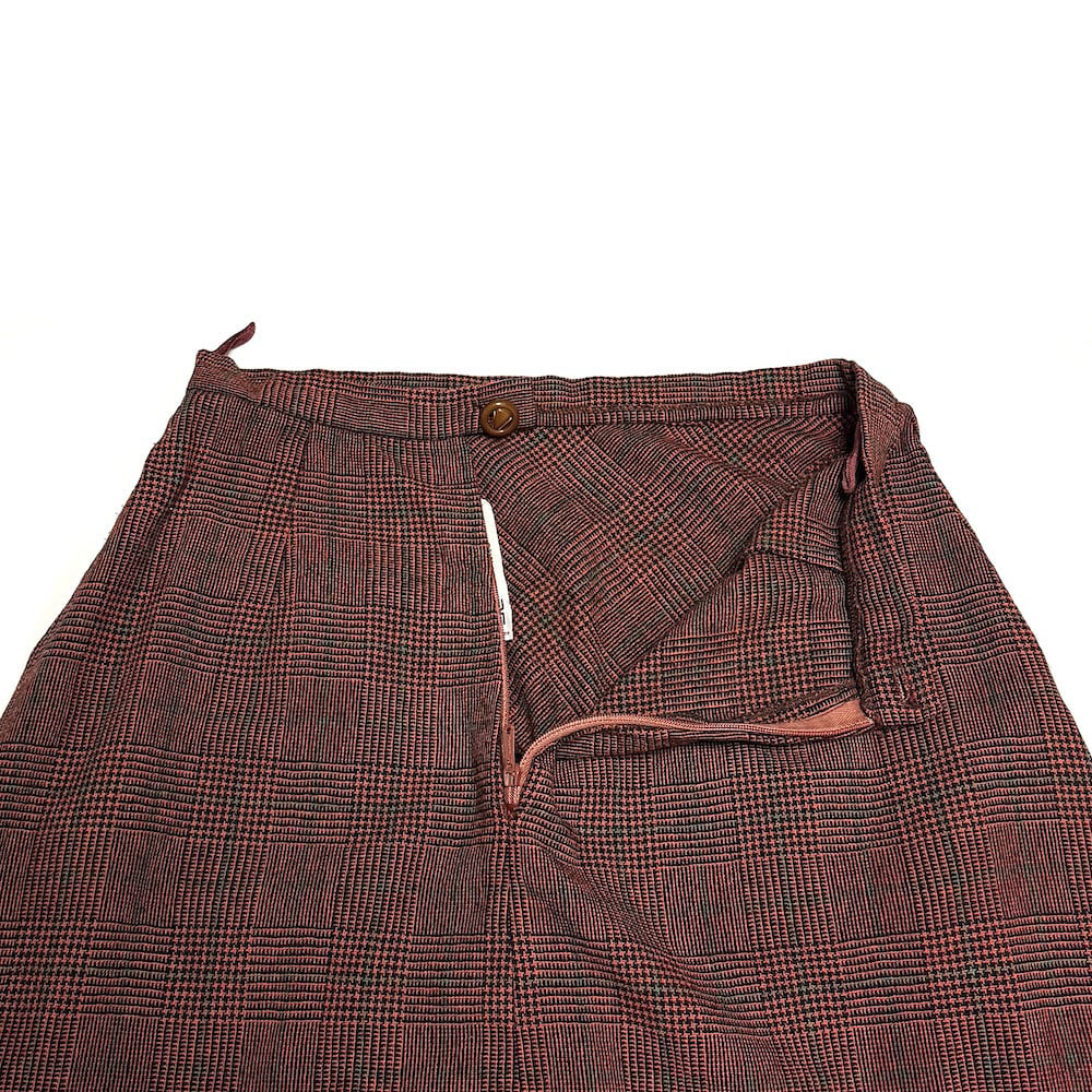 USED】80's LANVIN PARIS Glen Check Wool Panel S
